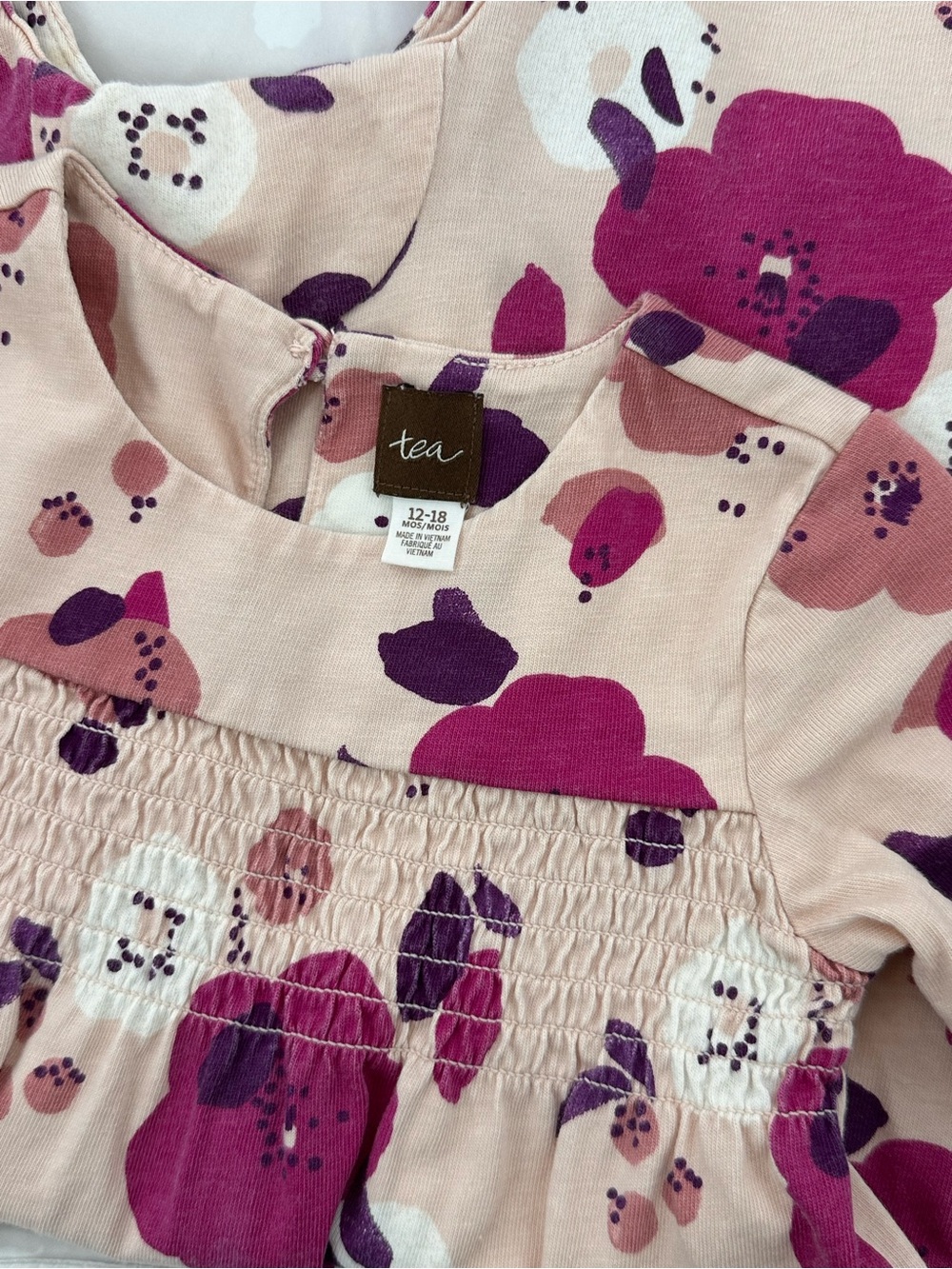 Tea Collection Baby Girl Pink Floral & Striped Romper Bundle Size 12-18 Months - Picture 4 of 8